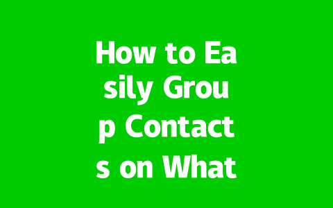 How to Easily Group Contacts on WhatsApp Web 2025?